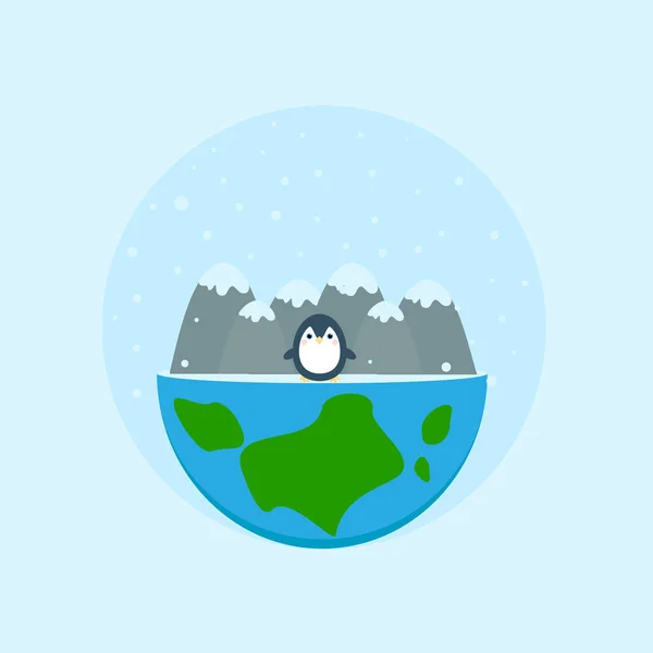 Illustration Winter Planet Mountains Snow Penguin Could Used Earth Day — Stock Photo, Image