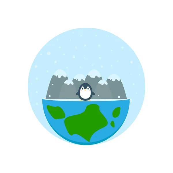 Illustration Winter Planet Mountains Snow Penguin Could Used Earth Day — Stock Photo, Image