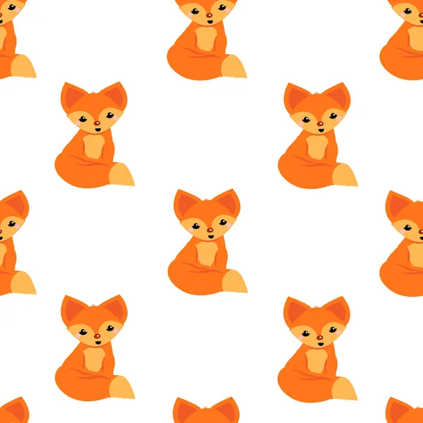 Bu tilkinin kusursuz desenli dokusu. Beyaz arkaplanda şirin bir karikatür duvar kağıdı.