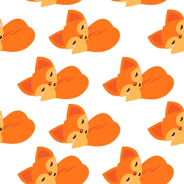 This is seamless pattern texture of fox. Cute cartoon wallpaper on white background.