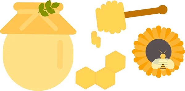 illustration of a set of honey and bees