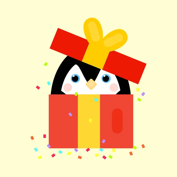 Ilustración Lindo Pingüino Una Caja Regalo Dibujos Animados — Foto de Stock