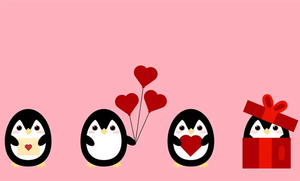 Cartão Dia Dos Namorados Com Bonitos Pássaros Dos Desenhos Animados — Fotografia de Stock