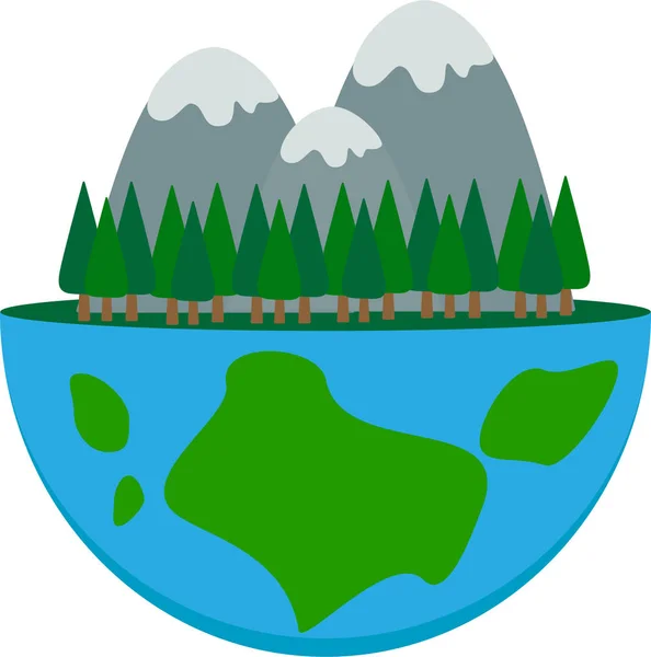 Illustration Der Grünen Berglandschaft Mit Bäumen Und Einem Hügel Hintergrund — Stockfoto