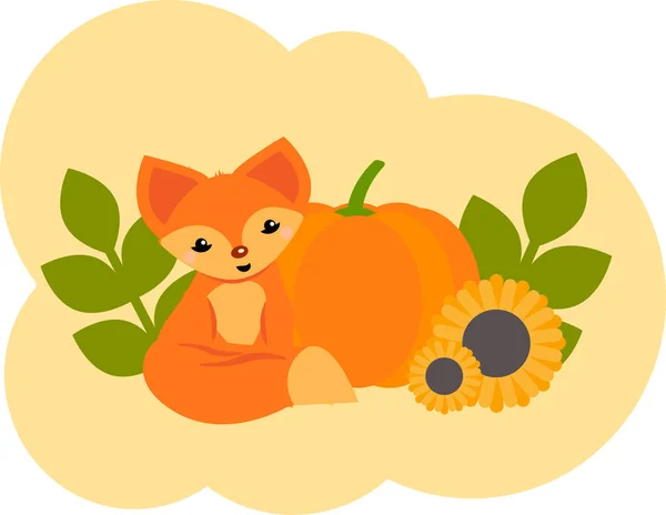 Cute Fox Pumpkin — Stock Photo, Image