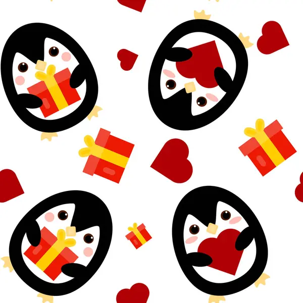 Noel hediyelerinin sevimli çizgi film karakterleriyle kusursuz desen..