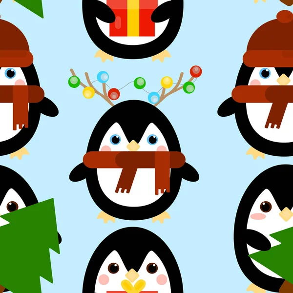 Rolig Pingvin Med Jul Dekoration Bakgrunden — Stockfoto