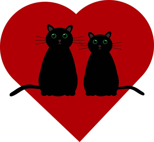 Illustration Cat Red Heart — Stock Photo, Image