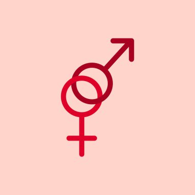 Pembe arka planda erkek ve kadın işaretleri var..