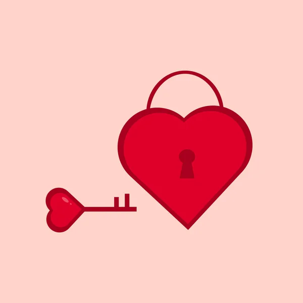 Bu anahtar ve asma kilit, arka plana kilitlenin. Sevgililer Günü için şirin bir kart..