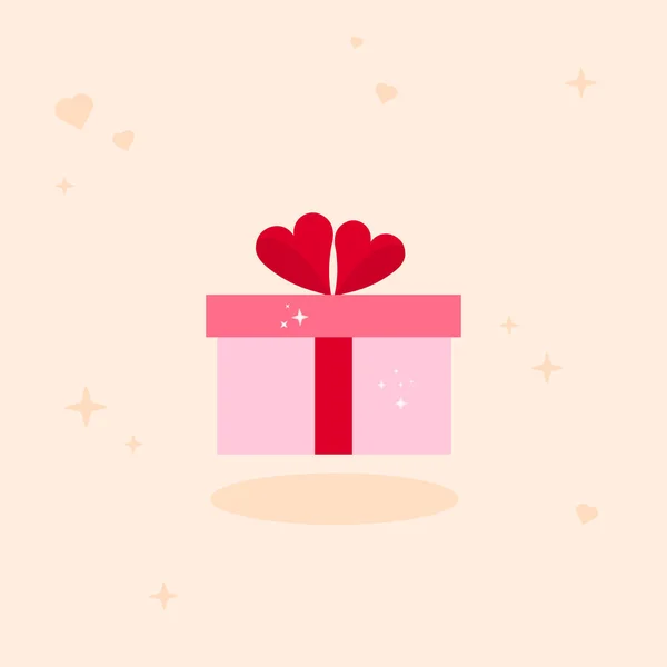 Questa Scatola Regalo Cuori Sfondo Rosa Carino Cartone Animato Illustrazione — Foto Stock