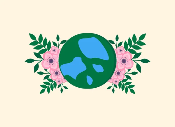 This is illustration planet and leaves. Could be used for earth day, Mother Earth day, save the forest. For postcards, banners background, holidays decorations, etc.