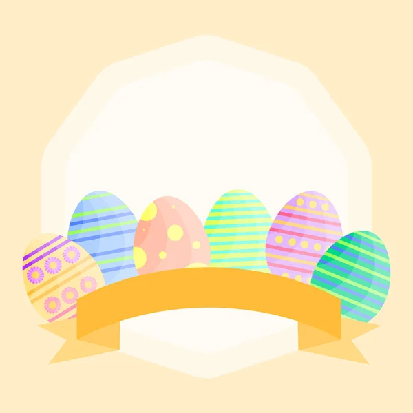 Flat Happy Easter Day Background Cute Card Easter Eggs Tape — Stock Photo, Image