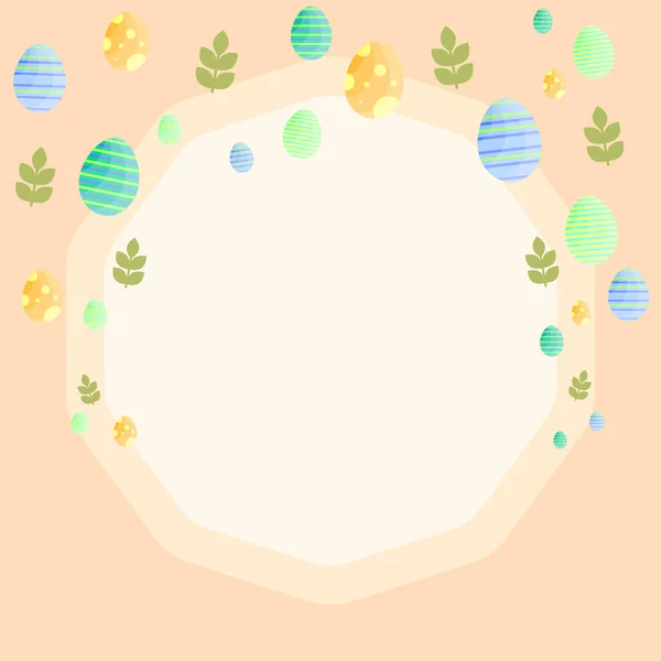 Плоский Счастливый Пасхальный Фон Симпатичная Карточка Пасхальными Яйцами Желтом Фоне — стоковое фото