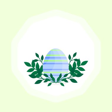 easter eggs with green leaves.