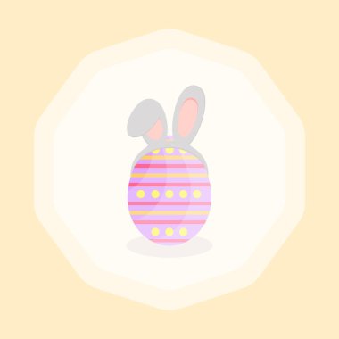 Bu sarı arka planda Paskalya yumurtası. Güzel karikatür çizimi.