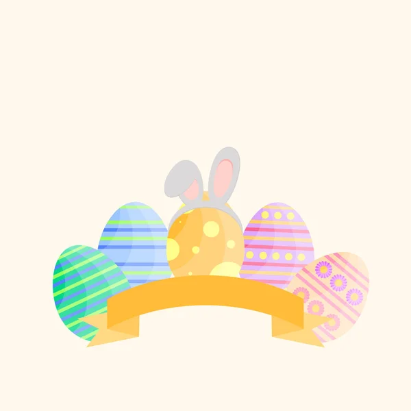 Flat Happy Easter Day Background Cute Card Easter Eggs Tape — Stock Photo, Image