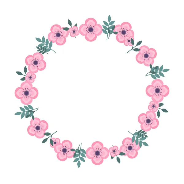 Kreisrahmen Mit Blumen Und Blättern Für Ihre Gestaltung — Stockfoto