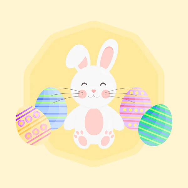 Paskalya yumurtaları olan şirin bir Paskalya tavşanı. 