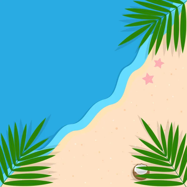 Illustration Tropischer Sommerstrand Mit Seesternen Und Palmen — Stockfoto