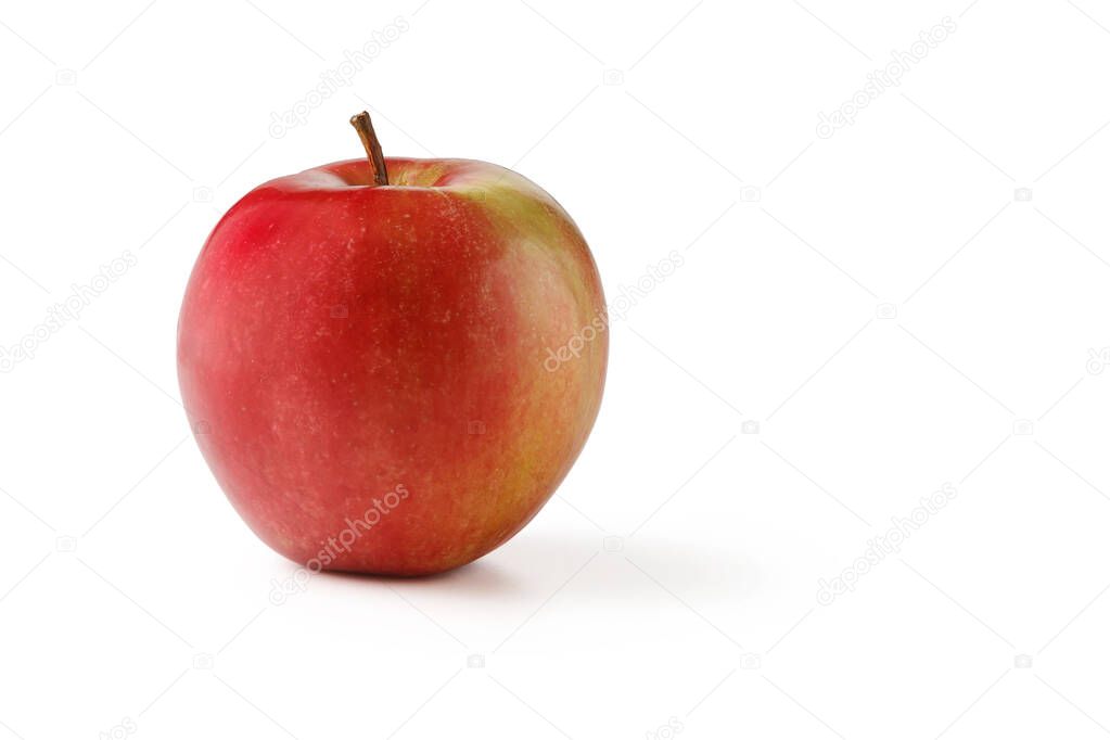 A whole red Apple on a white background.