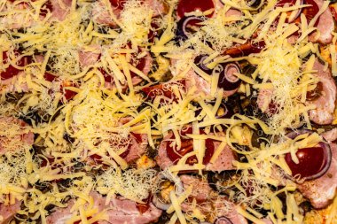 Ev yapımı pizza yakın çekim üst görünümü