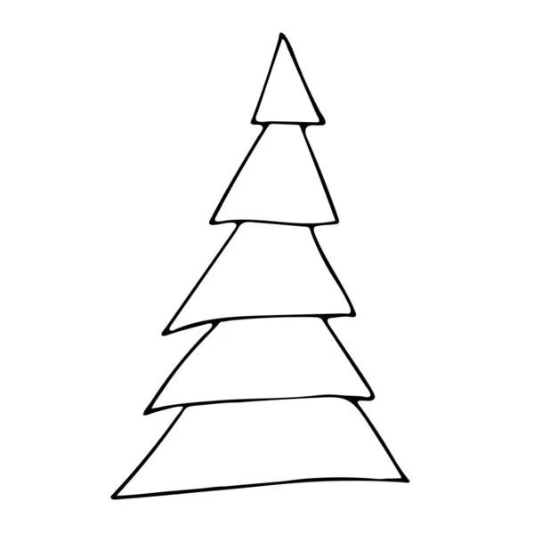 Alberi Natale Stilizzati Disegnati Mano Stile Doodle Illustrazione Vettoriale Stock — Vettoriale Stock