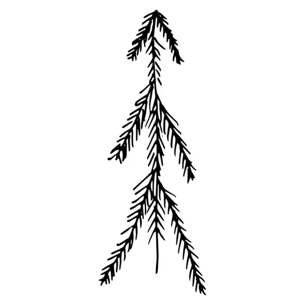 Alberi Natale Stilizzati Disegnati Mano Stile Doodle Illustrazione Vettoriale Stock — Vettoriale Stock