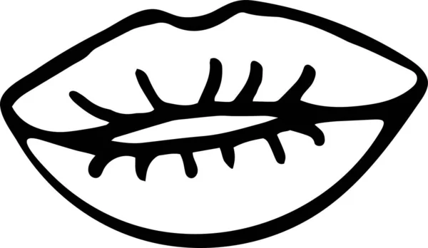 Handgezeichnete Lippen Doodle Stil Isoliert Auf Weißem Hintergrund Zum Bedrucken — Stockvektor