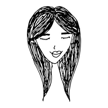  Renkli bayanların el çizimi ikonları. Farklı yüzler. 1 Mart. Stok vektör illüstrasyonu