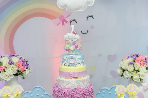 Girl themed birthday decoration with cute theme. — Stock Photo, Image