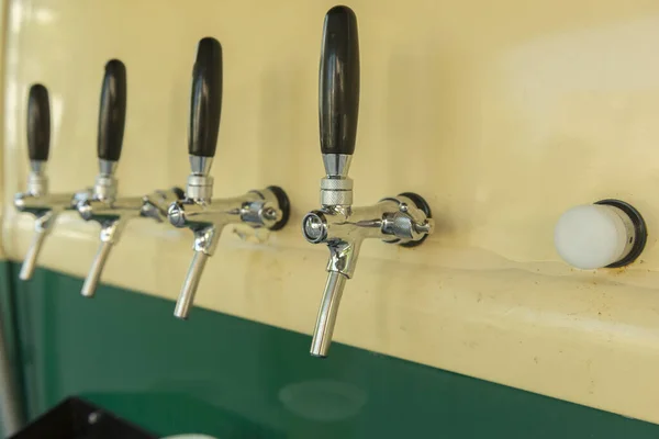 Beer Taps Side Vintage Van Nobody Selective Focus Alcohol Concept — Stock Photo, Image