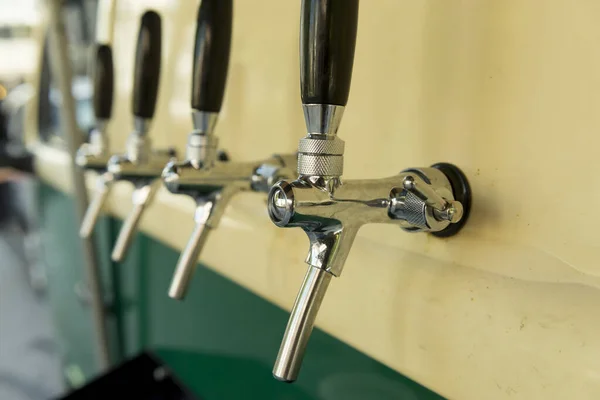 Beer Taps Side Vintage Van Nobody Selective Focus Alcohol Concept — Stock Photo, Image