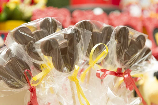 Florianopolis Brazil February 2020 Mickey Mouse Chocolate Lollipops Wrapped Transparent — Stock Photo, Image