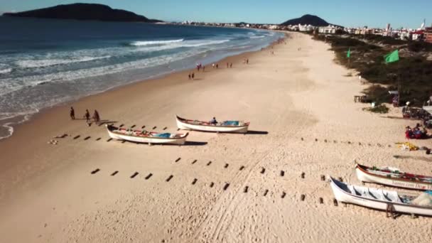 Nagranie Statyczne Widok Lotu Ptaka Osób Ćwiczących Ćwiczenia Fizyczne Plaży — Wideo stockowe