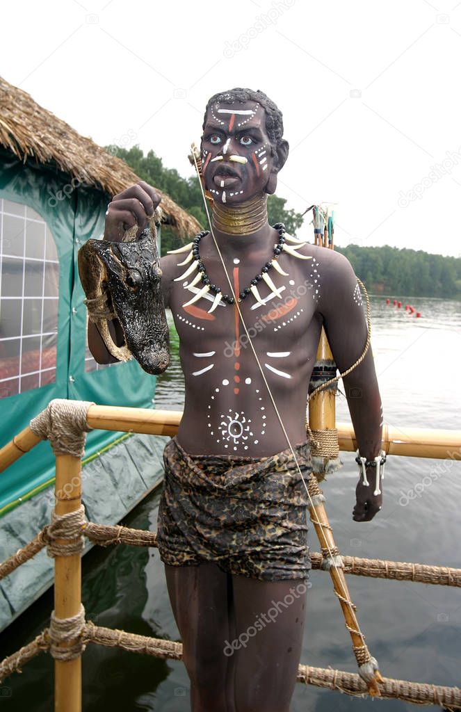 The statue of the dark-skinned native 