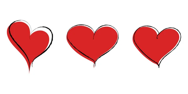 Vector Illustration Set Corazones Dibujados Mano Lindos Corazones Garabatear Icon — Vector de stock