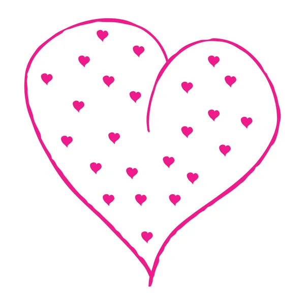 Vector Illustratie Schattig Doodle Roze Hart Met Hand Getekend Liefdessymbol — Stockvector