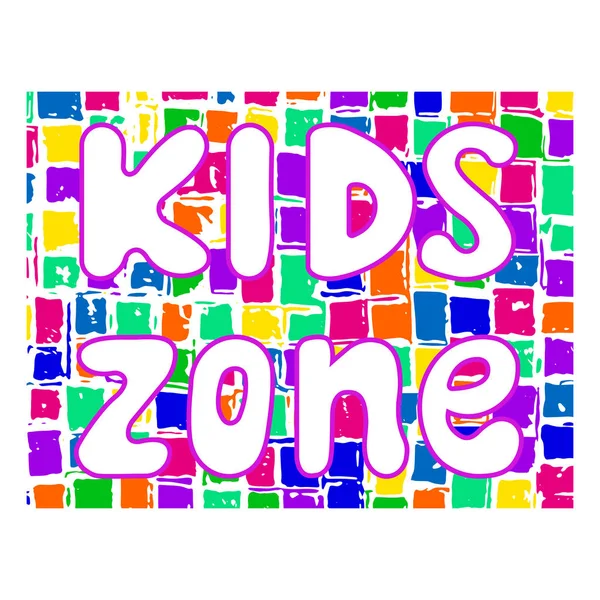 Kids Zone Banner Design Kinderspielplatz Vektorillustration Nette Cartoon Inschrift Trendigen — Stockvektor