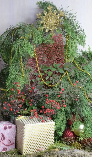 New Year Christmas Juniper Needles Holiday Bouquet Still Life Comfort — 스톡 사진