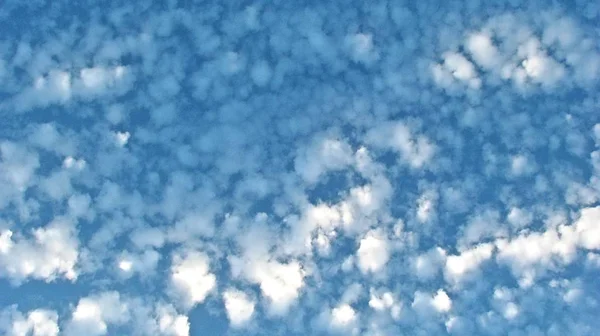 Маленькі Білі Кумульні Хмари Блакитному Небі — стокове фото