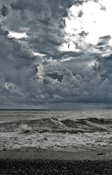 Nuvens Escuras Trovão Durante Uma Tempestade Noturna — Fotografia de Stock