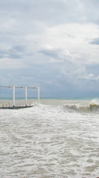 Nubes Lluvia Gris Sobre Horizonte Del Mar —  Fotos de Stock