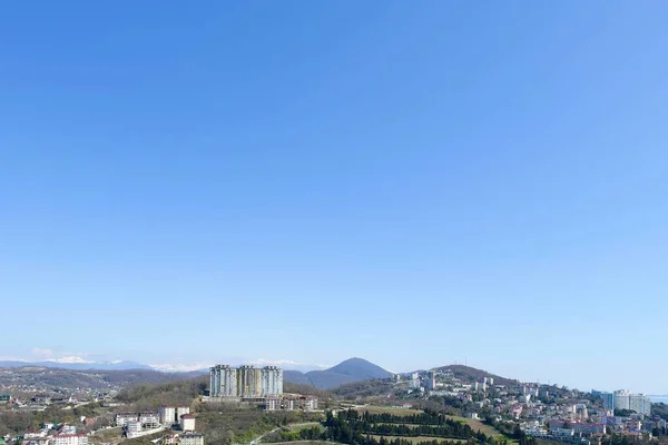 Högst Upp Våren Panorama Över Södra Staden Med Havet Och — Stockfoto