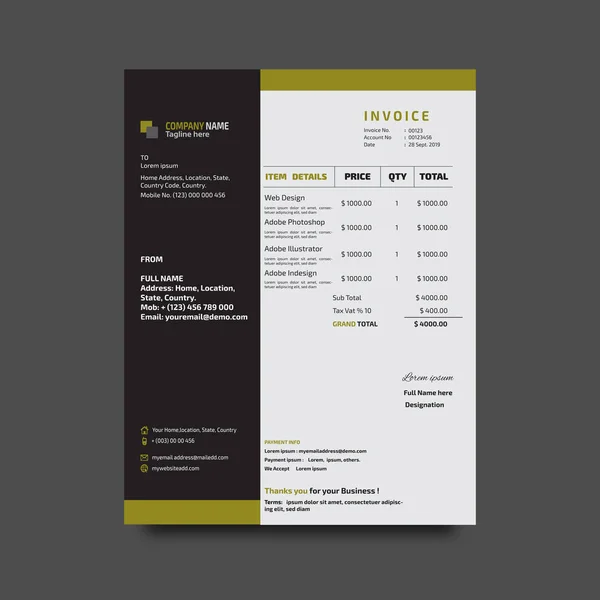 Corporate Business invoice template design. - illustration