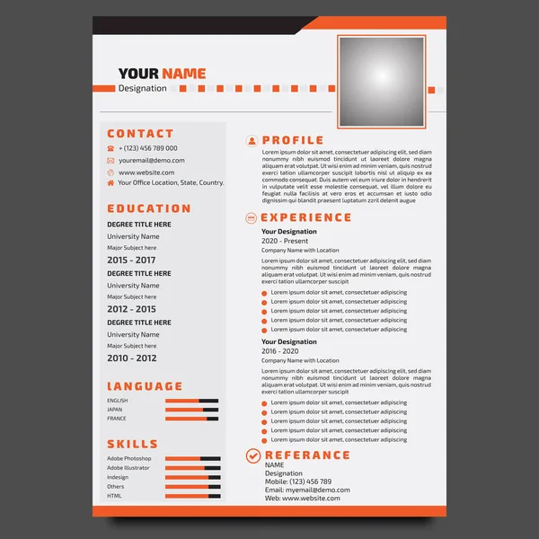 Creative Professional Resume Design Template — Stockový vektor