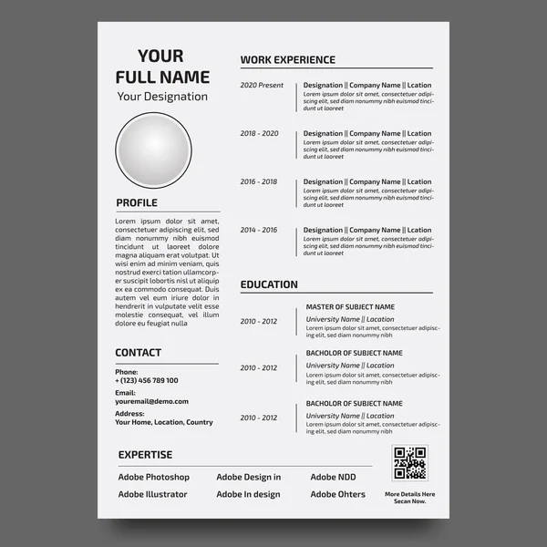 Corporate Resume Design Template Minimalist Resume Template — ストックベクタ