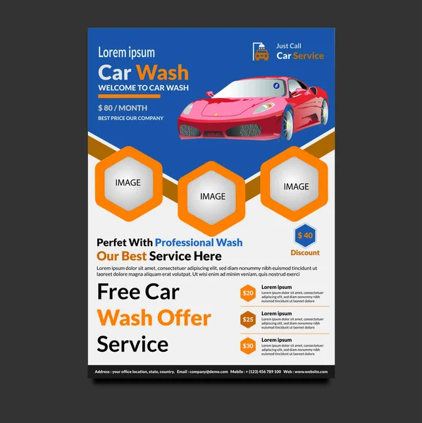 Car Wash Flyer Design Car Wash Flyer Template Car Wash — Stock Vector