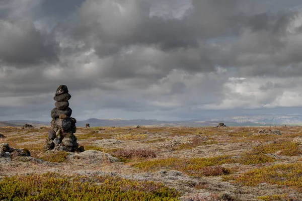 Cairns along road in Iceland — 스톡 사진