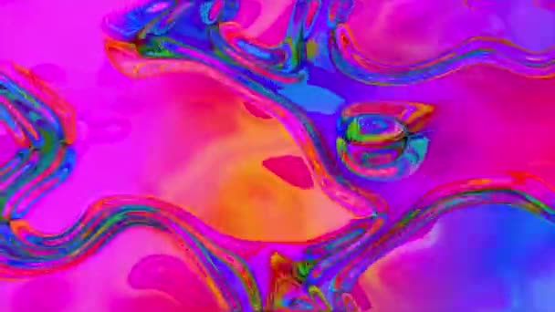 Легко Зацикливающиеся Радужные Потоки Преломляющие Нити Красочном Фоне Анимированный Фон — стоковое видео